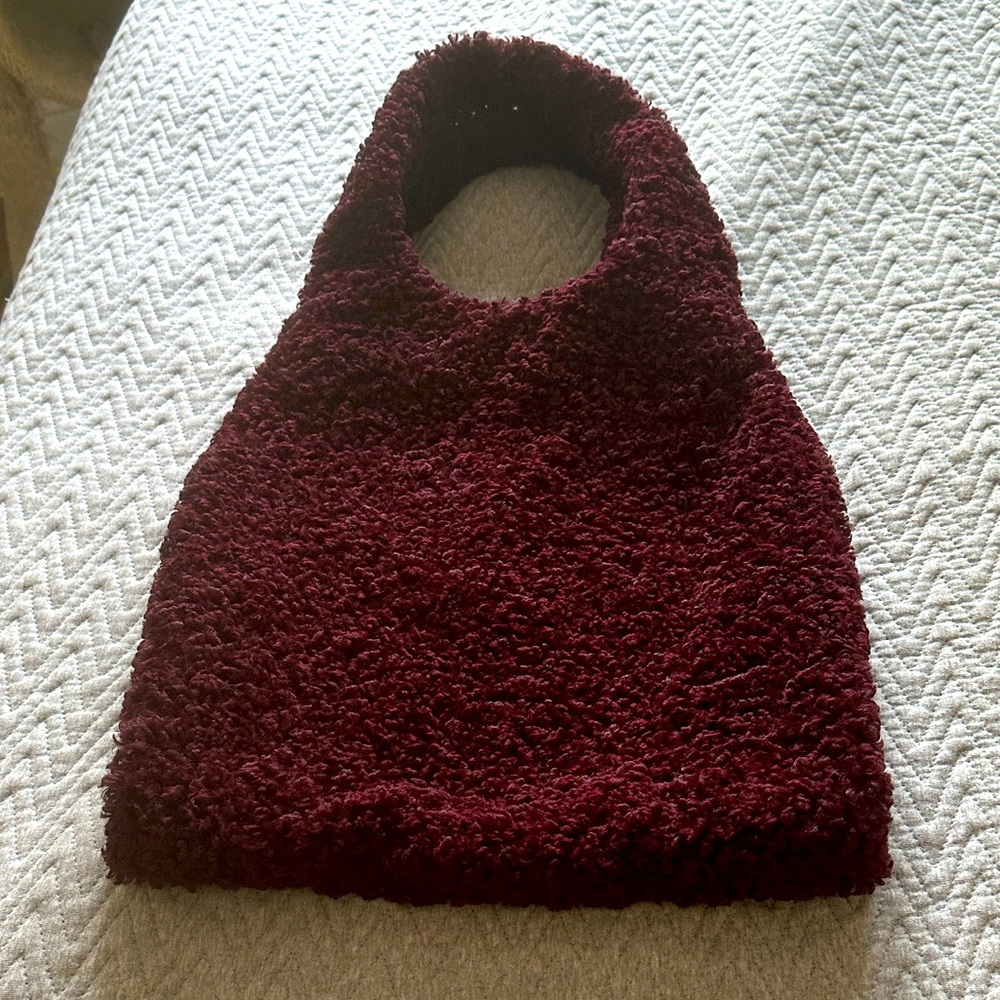 COS Deep Burgundy faux fur bag